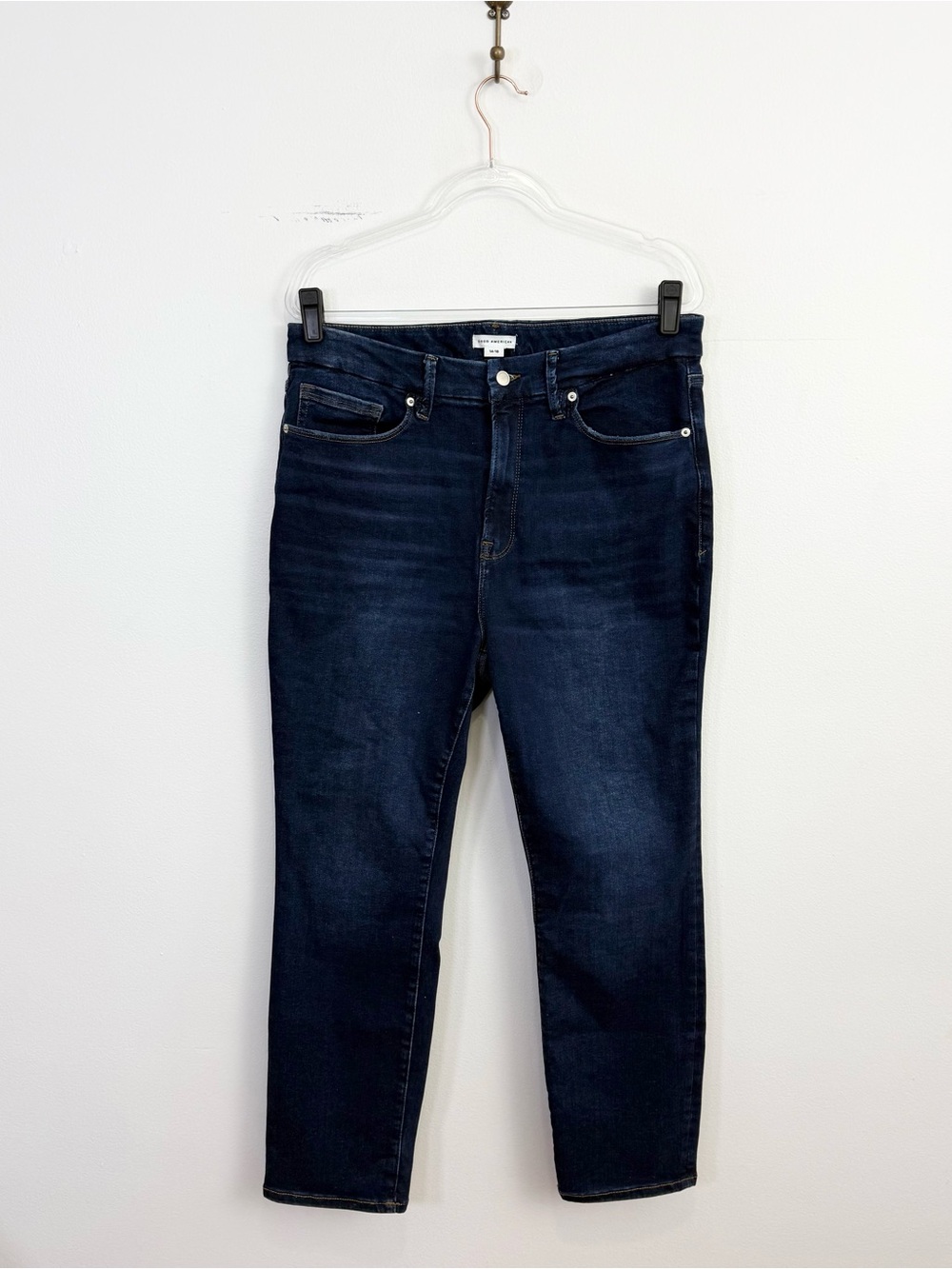 Good American Always Fits Good Classic Slim Straight Jean Indigo High Rise 14-18 - Picture 2 of 6